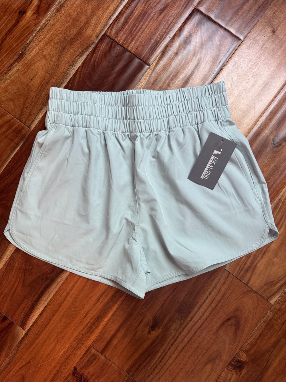 Light Mint Athletic Pull-On Women's Shorts with Smocked Waist